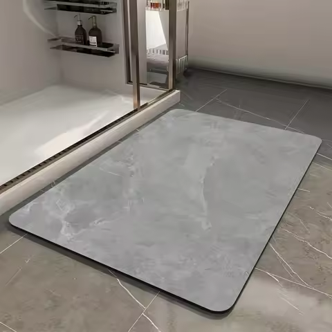 Non-Slip Diatom Mud Bathroom Floor Mat, Absorbent Bath Rug with Rubber Base for Bathroom, Toilet, Ki