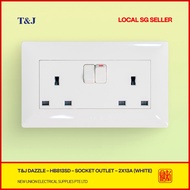 [SG LOCAL SELLER] T&J DAZZLE HB813SD 2x13A Double Socket Outlet (White)