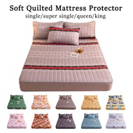 【New】Cadar Soft Quilted Mattress Protector Topper Single / Super Single / Queen / King Size Thicked Fitted Bedsheet 12 Design