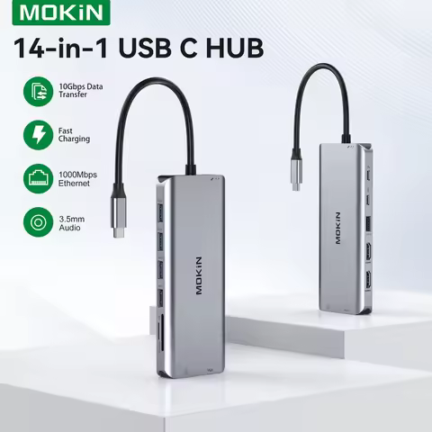 MOKiN Hub USB C Docking Station USB HUB to Dual 4K HDMI USB Type C Multiport Adapter with USB3.0 for
