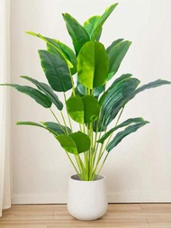1株人造植物大型熱帶棕櫚樹假香蕉植物葉子真實觸感塑料擬真龍舌蘭模擬植物,適用於家庭花園裝飾