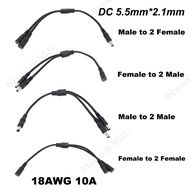 18awg 10A DC Power Cable1 to 2 way male female to 2 male female Splitter 5.5x2.1mm connector Plug ex