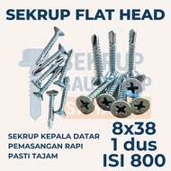 FLAT HEAD SCREW 8X38 (3.8cm) (1 Box Contains 800 pieces) SDS fh - Flat Head Screw GRC Screw/ Flat He