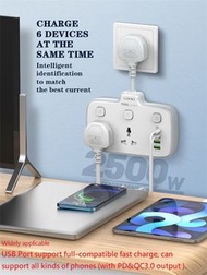 LDNIO 電源板 英國插頭 2 個交流電源插座 4 個 USB 連接埠 電源插座附 3 個獨立開關  fdpckp LDNIO Power Strip UK Plug 2 AC Outlets 4 