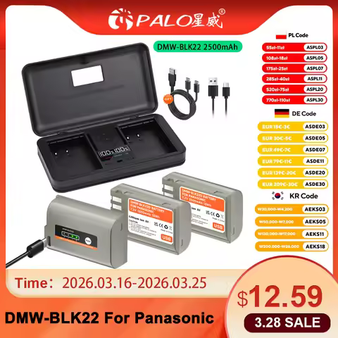 PALO DMW-BLK22 BLK22 USB Charging Battery+LCD Charger Case for Panasonic LUMIX DC-S5 DC-S5K GH5 II G