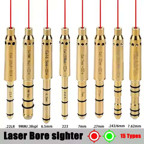 Tactical .223Rem 9mm .177 22LR .38spl Cal Laser Bore Sight Green Red Laser Boresighter End Barrel fo