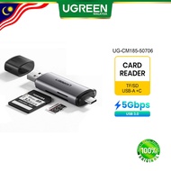 UGREEN (CM185) 2 IN 1 USB-A 3.0+USB-C 3.1 GEN 1 TO TF/SD 3.0 CARD READER
