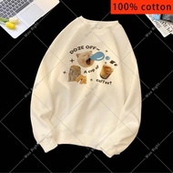 (24-Hour Delivery)Woo Right Men's Long Round Neck Sweater "DOZE OFF" Print Loose Hundreds Top