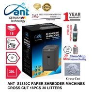ANT- S1830C PAPER SHREDDER MACHINES CROSS CUT 18PCS 30 LITTERS  WITH 1 YEAR WARRANTY (mesin perincih
