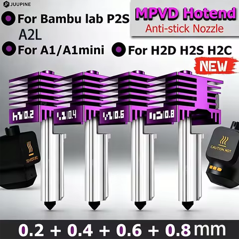 MPVD™ Hotend For Bambu Lab H2D H2S H2C P2S A2LHotend Hardened steel 0.2/0.4/0.6/0.8mm Hotend For A1 