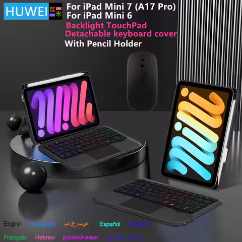 Touchpad Keyboard For iPad Mini A17 Pro Case with Pencil Holder for iPad mini 7 mini6 8.3'' Tablet B