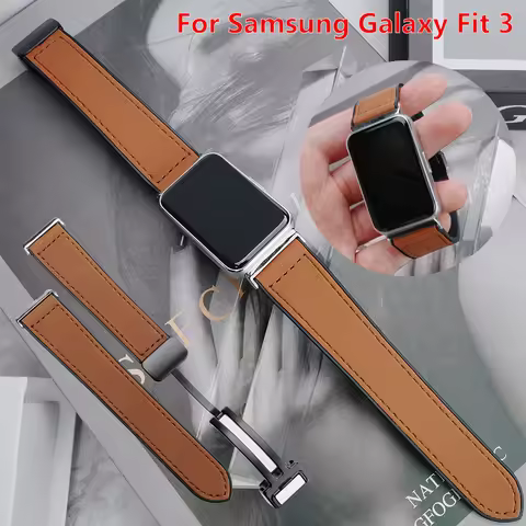 Strap For Samsung Galaxy Fit 3 Leather + Silicone Magnetic Bracelet For Samsung Galaxy Fit 3 Replace