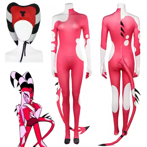 Blitzo Cosplay Fantasy Jumpsuit Mask Tail Clothing TV Evil Leader Boss Costume Disguise Halloween Ad