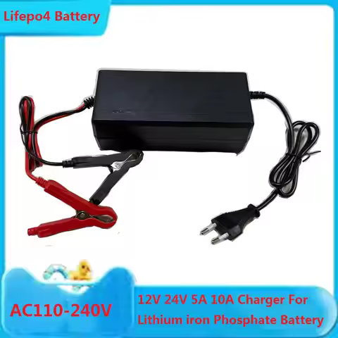 12V 24V 5A 10A Smart Lifepo4 Charger 14.6V 29.2V 4S 8S High Power LiFePO4 Charger AC110-240V Lithium