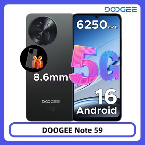 DOOGEE Note 59 5G Smartphone 32GB 128GB 6250mAh Large Battery 6.75" 120Hz Unisoc T8200 Widevine L1 N