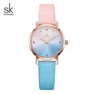 Shengke นาฬิกาหนังสีสุดสร้างสรรค์สำหรับสตรีนาฬิกาควอตซ์ relogio feminino SK นาฬิกาข้อมือผู้หญิง montre Femme # K8029