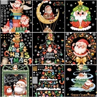 New Christmas Decoration Window Stickers Santa Gifts Merry Christmas Mirror Sticker Xmas Tree Window Glass Sticker New Year 2024