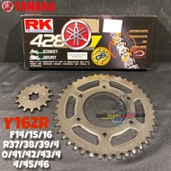 RKM SPOKET SET YAMAHA Y16ZR  F14/15/16T R 37T to 46T RK 428 KLO -ORING CHAIN ACCESSORIES MOTOR SPROC