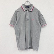 FRED PERRY短袖 polo 衫，刺繡標誌，灰色，M 碼，古著。