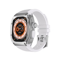 เคส + สาย 49mm เคสสแตนเลสสำหรับ For apple Watch Ultra 49mm สายนาฬิกา สายนาฬิกาข้อมือสำหรับ Mod Kit สายรัดยางซิลิโคนสำหรับเล่นกีฬา Mod Kit สายนาฬิกาอัจฉริยะ
