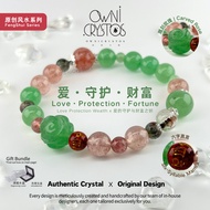 【OwniCrystos】Aventurine Strawberry quartz Green phantom quartz Cinnabar Natural crystal bracelet for