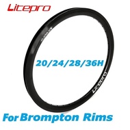 Litepro Rims 349 16x1-3/8 For Brompton Aluminum Alloy Double Wall All Black 20-24-28-36H Schrader va