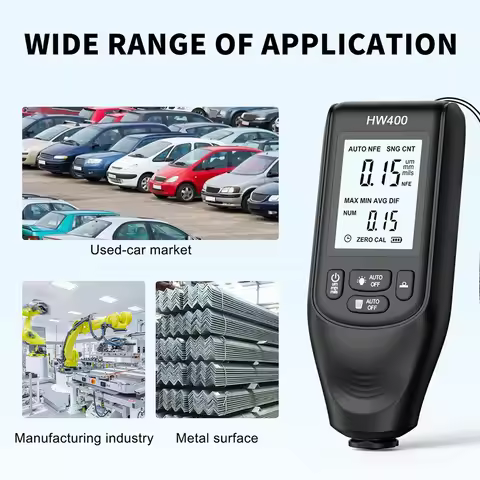 HW-400 Digital Paint Thickness Gauge 0-2000UM Digital Paint Meter Paint Mil Thickness Tester for FE 