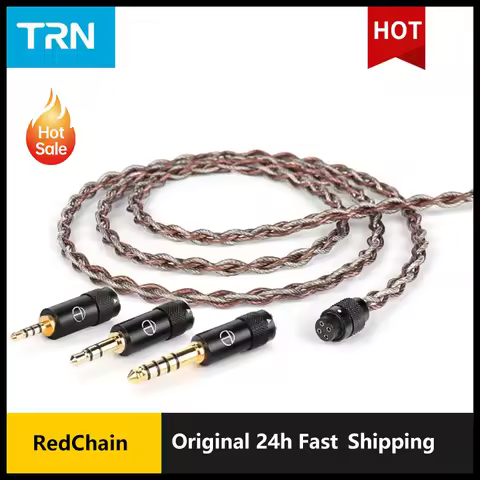 TRN RedChain Earphones Silver-Plated Copper OFC Copper Upgrade Cable with Swappable Connectors 2.5/3