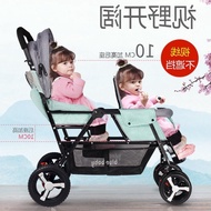 （In stock）Twin Baby Stroller Front and Rear Sitting Lightweight Folding Double Sitting Lying Stroller Two-Child Big Baby Trolley