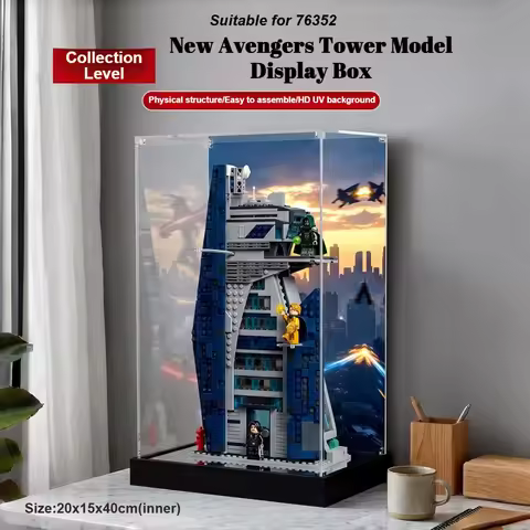 New 3mm Acrylic Dustproof Display Box for Lego 76352 New Avengers Tower Model Storage Box Home Organ