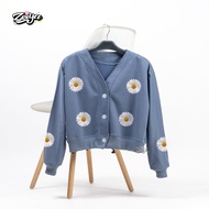 ZY - JENNIE DAISY FLOWER Crop Cardigan Korean Style Lalisa Cardigan Sweater