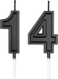 UVATAHONA 14th & 41st Birthday Candles, Black Number 14 41 Candle for Cake Decoration on Birthday Pa