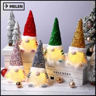 MELEN Lighted Gnome Decoration, Fabric Sequin Pointed Hat Christmas Gnome Figurine,  Plush White Bea