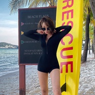 Bikini Đồ bơi nữ có tay khóa kéo màu ĐEN FORM SHORT sành điệu kín đáo co dãn thoải mái