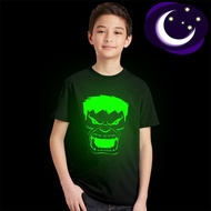 online Fluorescent Hulk Face Print Children T-shirt Glow In Dark Boys Girls Tees Casual Tshirt Lumin