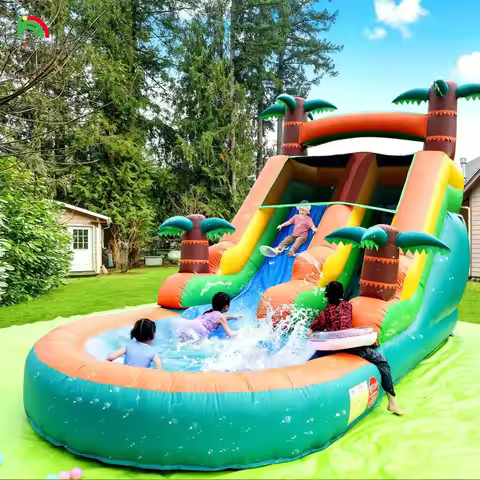 21x9x12FT Commercial Inflatable Water Slide Outdoor Kids Adults Party Jumping Waterslide Tropical Wa