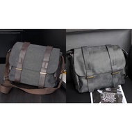 Man Stylish Formal Long Strap Leather Canvas Messenger Bag Sling Beg MC235 YH1