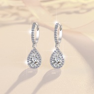 【 GRA Certificate Attached 】 2CT Moissanite Earrings, Fashion Water Drop Earrings S925 Pure Silver P