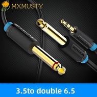 MXMUSTY 3.5mm To Dual 6.5mm Audio Cable, Y Splitte 2 in 1 3.5mm To 6.5mm Audio Splitter Cable, Durab