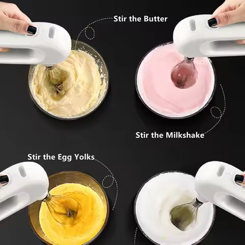 Egg Mixer - Kitchen Hand-Held Rechargeable Mixers 4- Blender Milk Frother with 2 Whisks for Coffee M