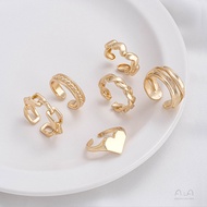 cincin cincin 916 Color Preservation 14K Gold Twist Shape Peach Heart Love Ring European American Re