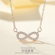 8Pendant8Butterfly Knot Endless Love Collarbone Chain Pure Silver Fashion Symbol Simple Necklace for