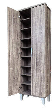 [ASTAR] Jenna Tall Slim Shoe Cabinet Rack 2 Door in Oak brown