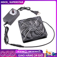 Quạt Làm Mát Gắn Chuồng-Quạt Thông Gió Hình Vuông 12CM Kèm Bộ Điều Tốc 1200RPM Quạt Tản Nhiệt Chó Mè