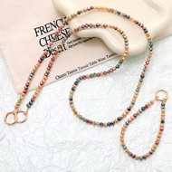 Phone strap Light Luxury Retro Colorful Beads Mobile phone Lanyard Short Mobile phone Pendant Hand-B