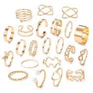 20pcs Cincin Set Gold-Silver Statement Ring Set Set Cincin Vintage Cincin Buku Jari Wanita Tidak Ber