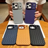【HOT】Light Luxury Weaving Soft Case For 1Phone 17 16 15 14 13 12 11Pro Max Flip Up Bracket Camera Pr