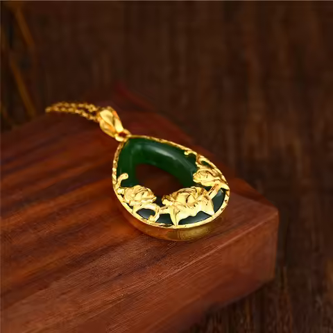 Eternal Love Necklace: 24K Gold Jade Rose | Softness & Strength in Timeless Shine