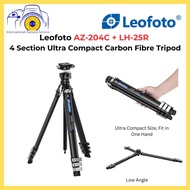 Leofoto AZ-204C + LH-25R 4 Section Ultra Compact Carbon Fibre Tripod