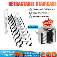 Wall Mounted Retractable Loft Ladder, Heavy Duty Foldable Staircase Indoor Outdoor Telescopic Ladder